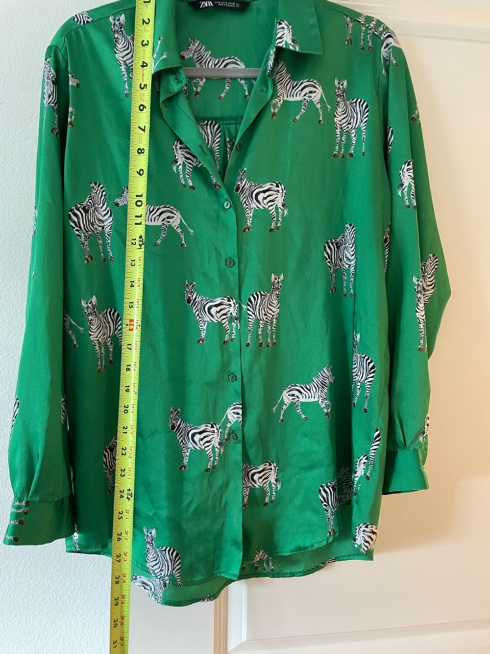 ZARA Green Zebra Print Shirt - Picture 3 of 5